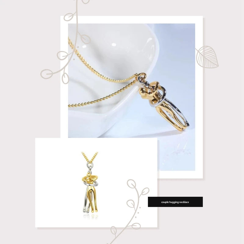 Exquisite Couple Hugging Pendant Necklace For Women Fashion Pendants For Couple Necklace Love Valentine's Day Jewelry