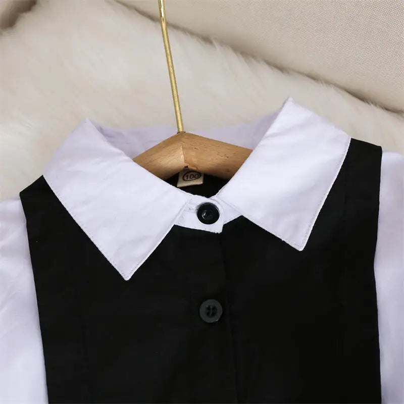 Spring Autumn Girls Dress Korean Fashion Dress for Girls Long Sleeve Casual Princess Bow Dress Children Vestidos Dress Clothing