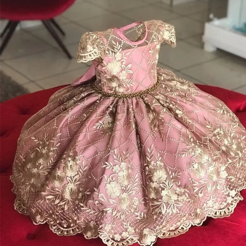 Snow White Princess Flower Dress for Baby Girls Kids Birthday Formal Gala Costumes Baby Girls Christmas Luxury Backless Clothes