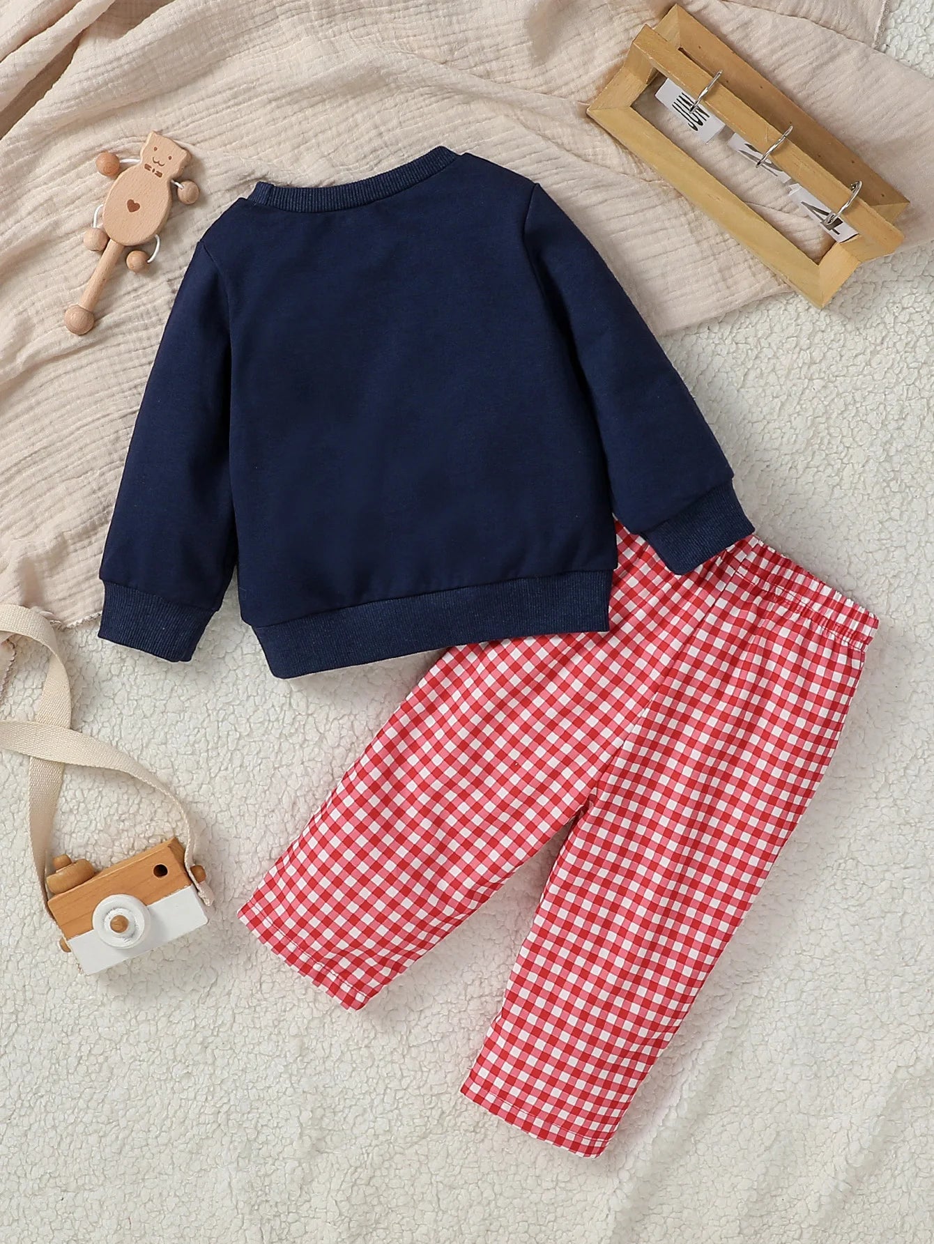2024 New Baby Gilrs Fall/WInter 6M-4Y Christmas Infant Toddler Clothes Sets Xmas Outfits Santa Embroidery Tops Plaid Pants