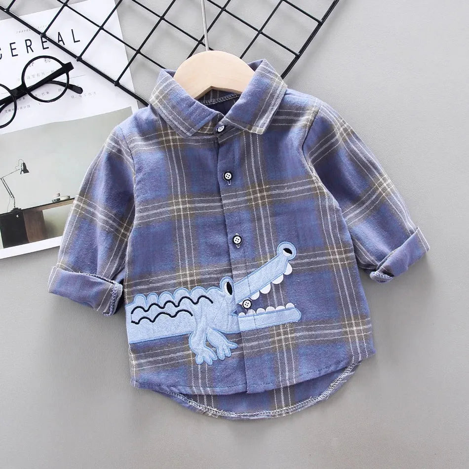 2024 Korean Fashion Children Tops Boys Buffalo Plaid Flannel Shirt Baby Casual Shirt Outerwear Clothes Autumn Girls Blouses 0-5T