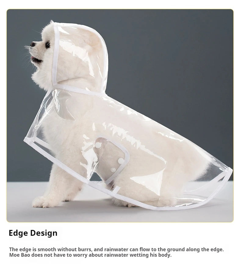 New Raincoat Pet Transparent Outgoing Raincoat Thickened Windproof and Waterproof Large, Medium, and Small Dog Clothes Plastic F