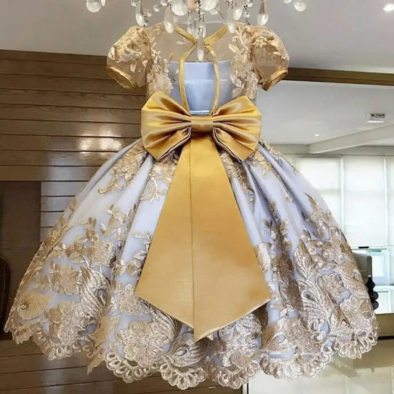 Snow White Princess Flower Dress for Baby Girls Kids Birthday Formal Gala Costumes Baby Girls Christmas Luxury Backless Clothes