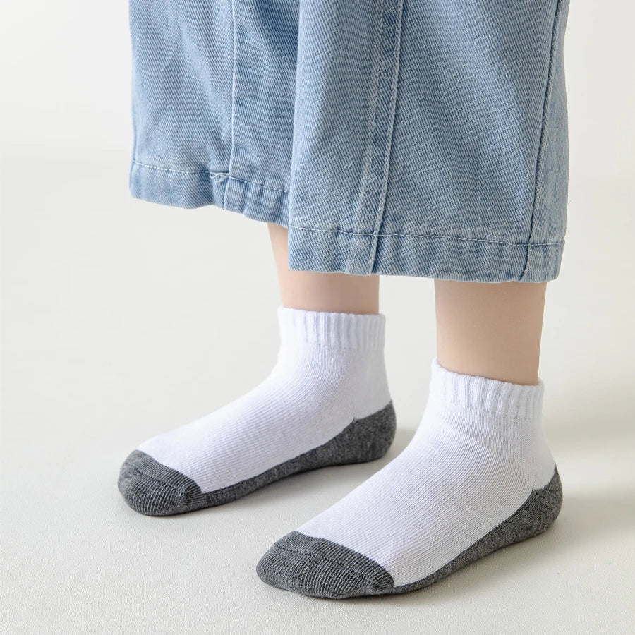 5 Pairs/Lot 2024 New Summer Children Socks Cotton Kids Teen Fashion Black White Gray For 1-12 Years Student Baby Girl Boy Socks