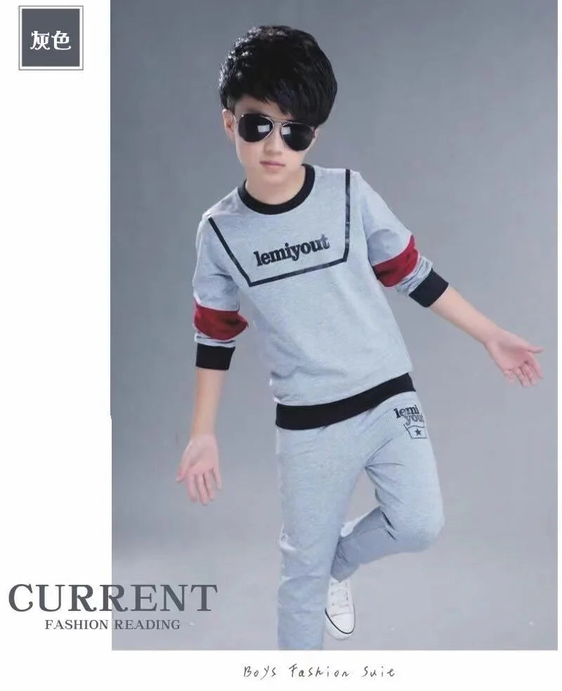 2024 New Boys Clothes Sport Suit Casual Sets Autumn Letter Children Winter Kids Tracksuit Spring + pants 5 6 7 8 9 10 11 12 year