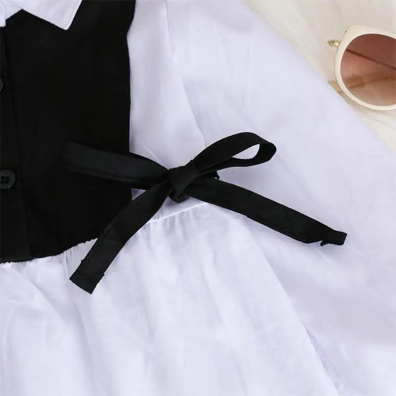 Spring Autumn Girls Dress Korean Fashion Dress for Girls Long Sleeve Casual Princess Bow Dress Children Vestidos Dress Clothing