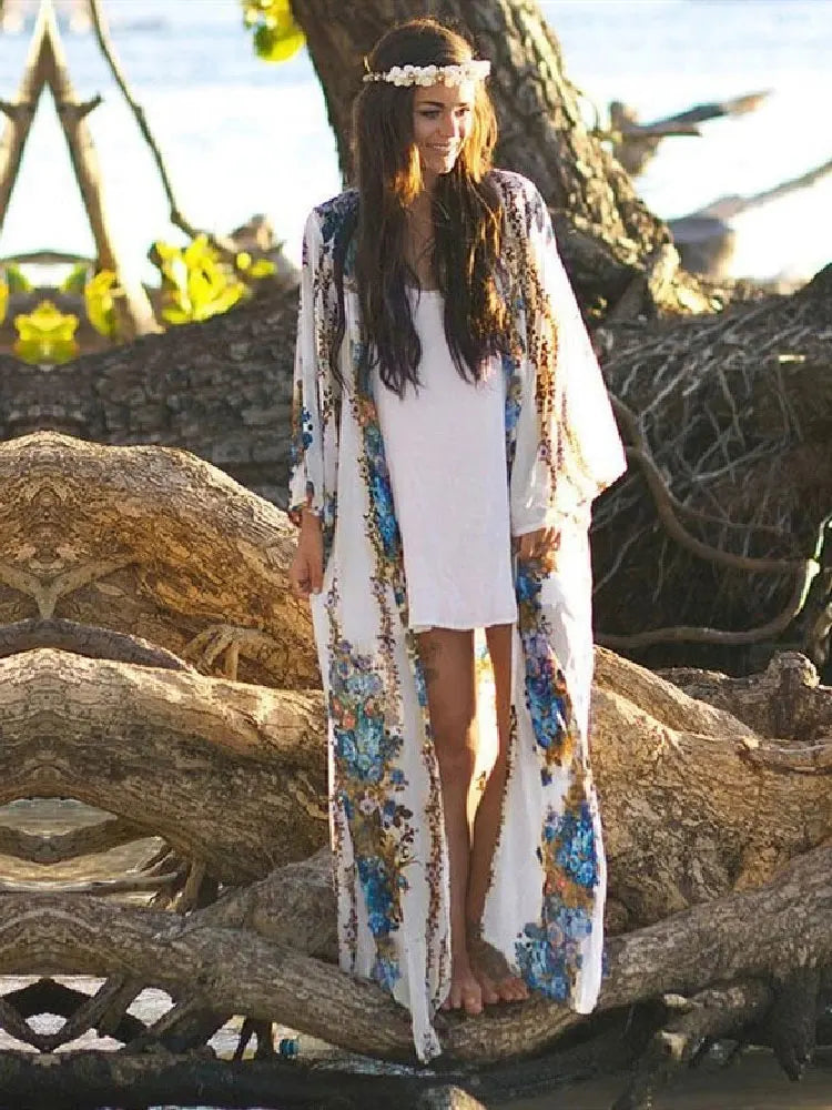 Embroidery Kaftan Beach Tunic Beach Cover up Saida de Praia Swimsuit Women Bikini cover up Pareo Sarong Beachwear Q882
