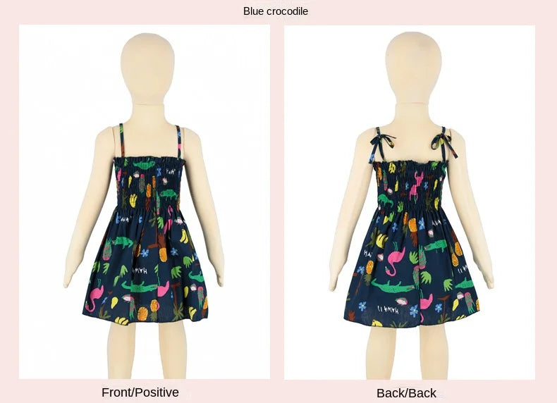 2024 Summer Baby Girl Floral Dress Children's Casual Toddler Kids Cotton Clothes Dress for Girls Sleeveless Sling Beach Sundress