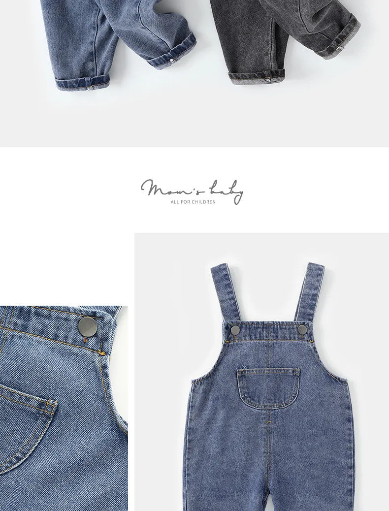 MILANCEL New Arrival Children Clothes Baby Girls Boys Overalls Solid Brief Style Toddler Denim Overol Jumpsuits