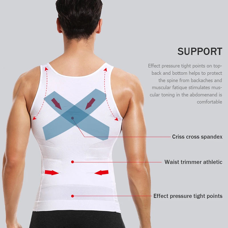 Men Slimming Body Shaper Vest Shirt Abs Abdomen Slim Gym Workout Corset Tummy Control Compression Tank Top Sleeveless Shapewear