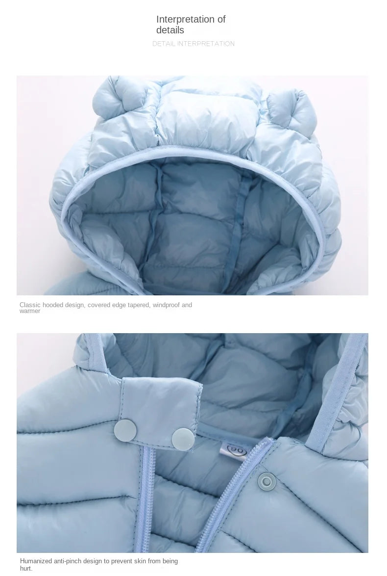 Baby Boys Girl Warm Down Vest Toddler Cotton Waistcoat Children Autumn and Winter Clothes Kids Hooded Jackets 1-6 Years Old