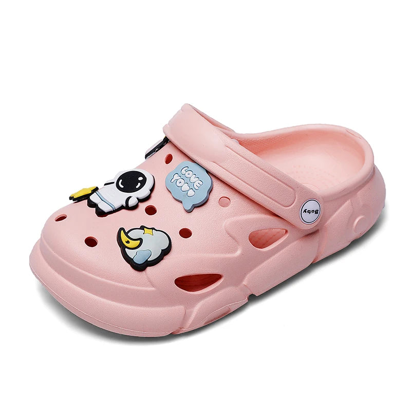 2023 New Girls Clogs Children Sandals 6-12 Years Kids Casual Summer Shoes Sports Soft Thick Sole Slippers for Girl