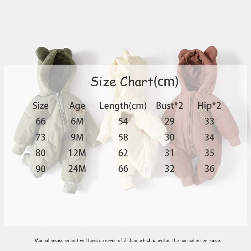  Winter Baby Outwear Clothing Fur Lining Warm Thick Toddler Girl's Boy's Rompers Cartoon Bear Infant Jumpsuit