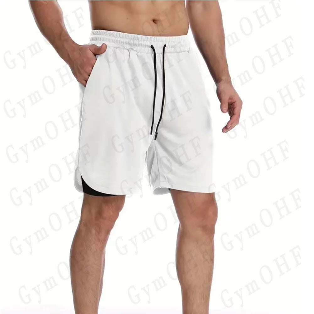 Anime Compression Shorts Men T Shirt Summer Sportswear Gym Jogging Training Workout Male Fitness Sport 2 In 1 Shorts Quick Dry