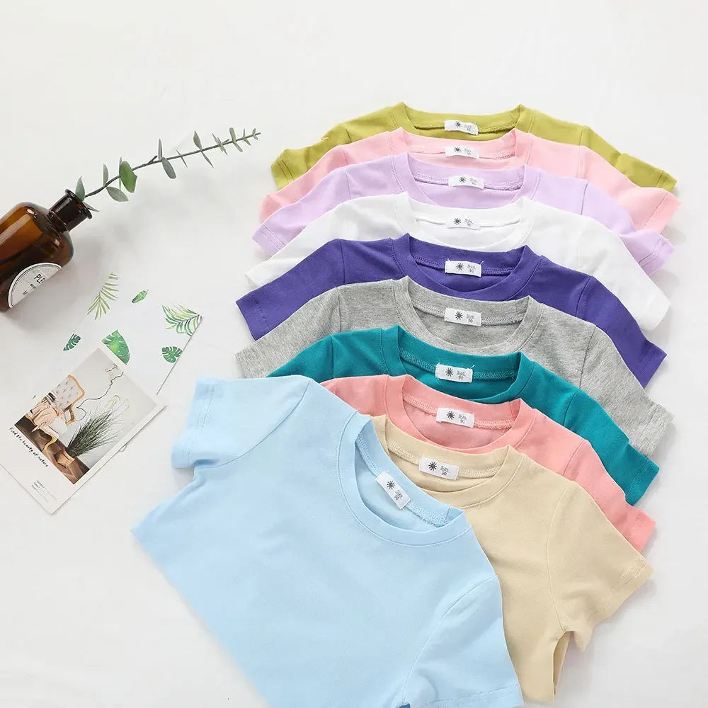 2-7T Toddler Kid Tshirt Summer Cotton Baby Boy Girls Clothes Short Sleeve Tee Top Casual Infant T Shirt Childrens Outfit