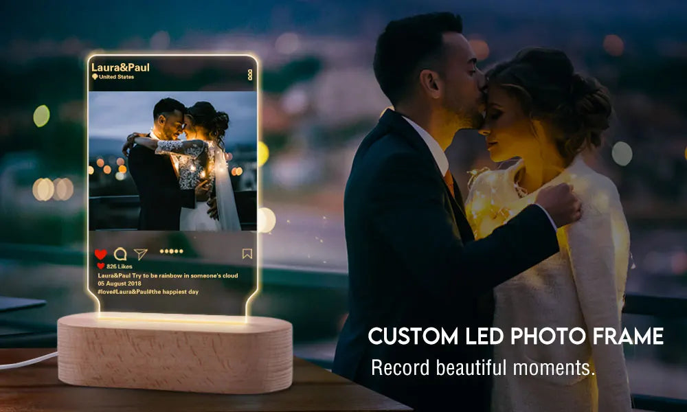 Personalized 3D Photo Lamp Custom Photo And Text Customized Valentine's Day Wedding Anniversary Birthday 3D Night Light Gifts