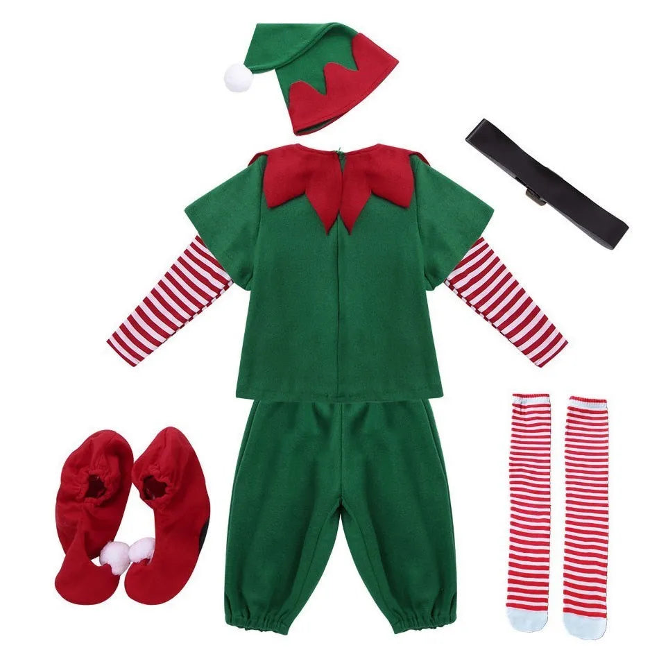 2024 Christmas Clothing Set Boy Girl Family Matching Outfit Kid Adult Santa Claus Cosplay Costume Hat Socks Pant Elf Clothes