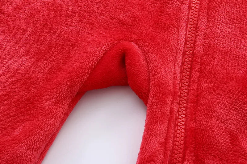 2024 Autumn Winter Newborn Baby Romper Christmas Flannel Hooded Baby Girl Overalls 0-1 Years Infant Boy Jumpsuit Outfits