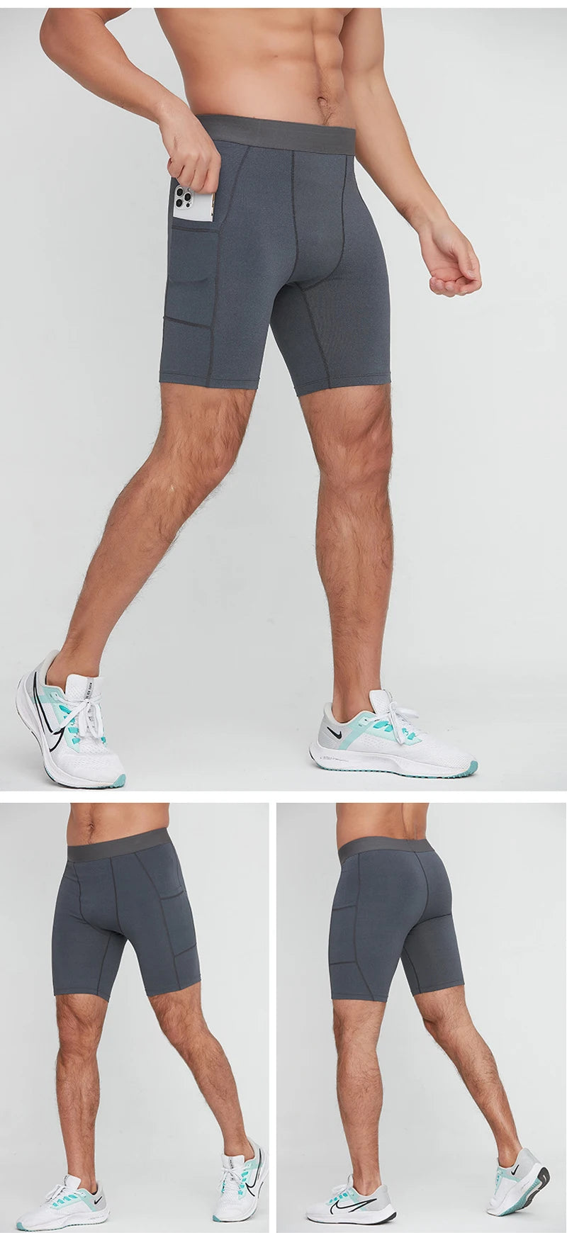 Compression Shorts Men Fitness Leggings Short Pants Sportswear Men Solid Bodybuilding Training Tights Shorts Men Running Shorts