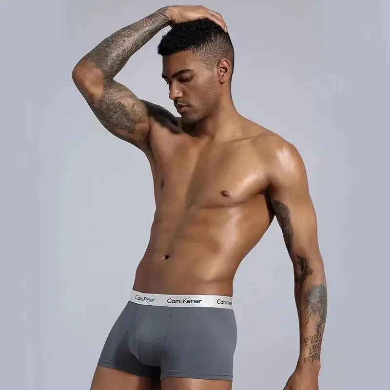 4Pcs/Lot Men's Underwear Fashion Boxer Solid Color Sexy Men's Boxer Shorts Comfortable Breathable Hip Lift Underwear for Men
