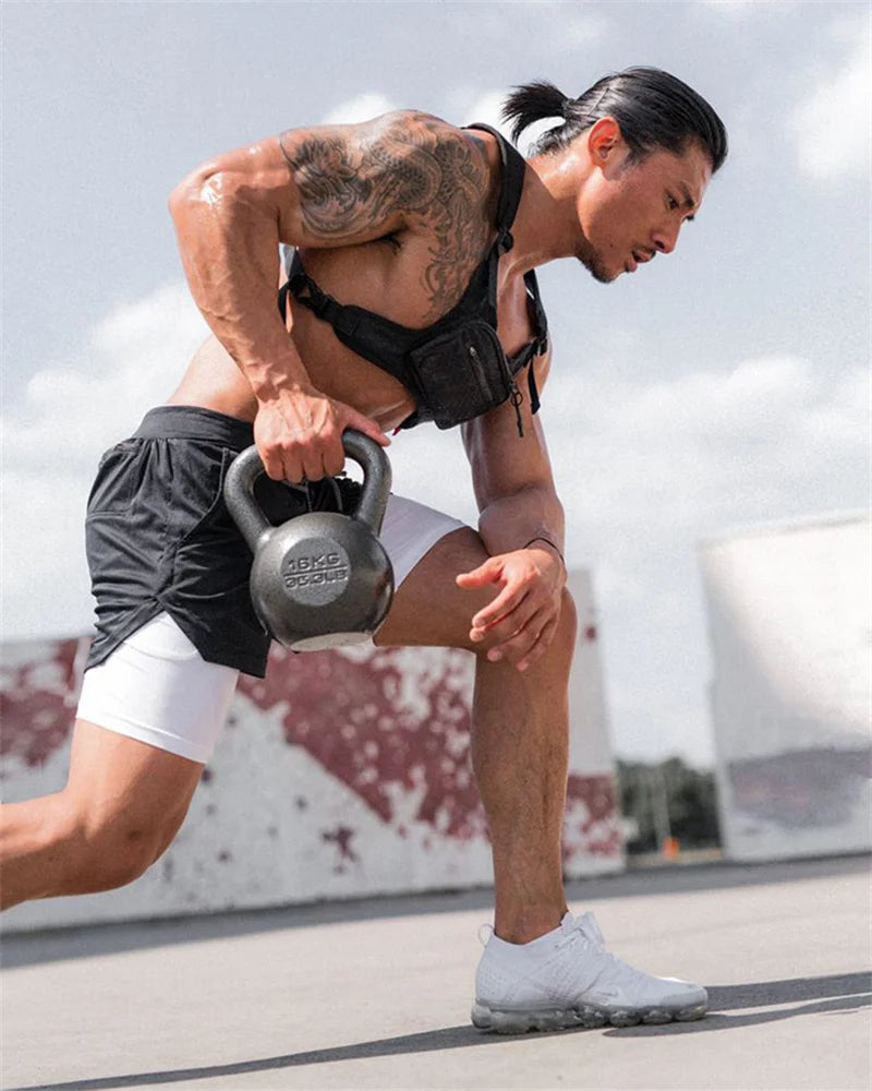 Men's Multi-Pocket Shorts Fitness Sports Shorts Casual Beach Workout Lined Tight Shorts Daily Style