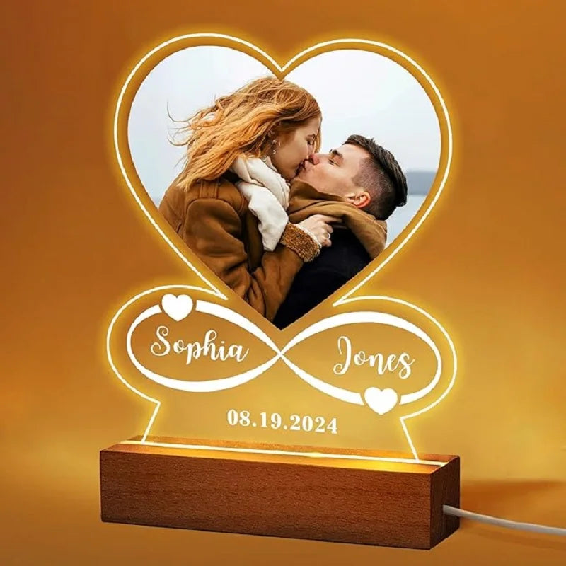 7 Colors Personalized Anniversary Couples Gifts Acrylic Heart Plaque With Photo Custom Valentine's Day Frame Birthday Gifts