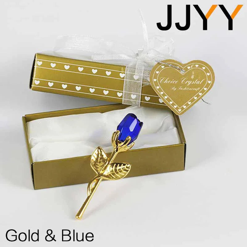 Valentines Day Gift Crystal Glass Rose Flower Figurines Craft Favors Lovers Gift Souvenir Wedding Decoration Ornaments Gift Box