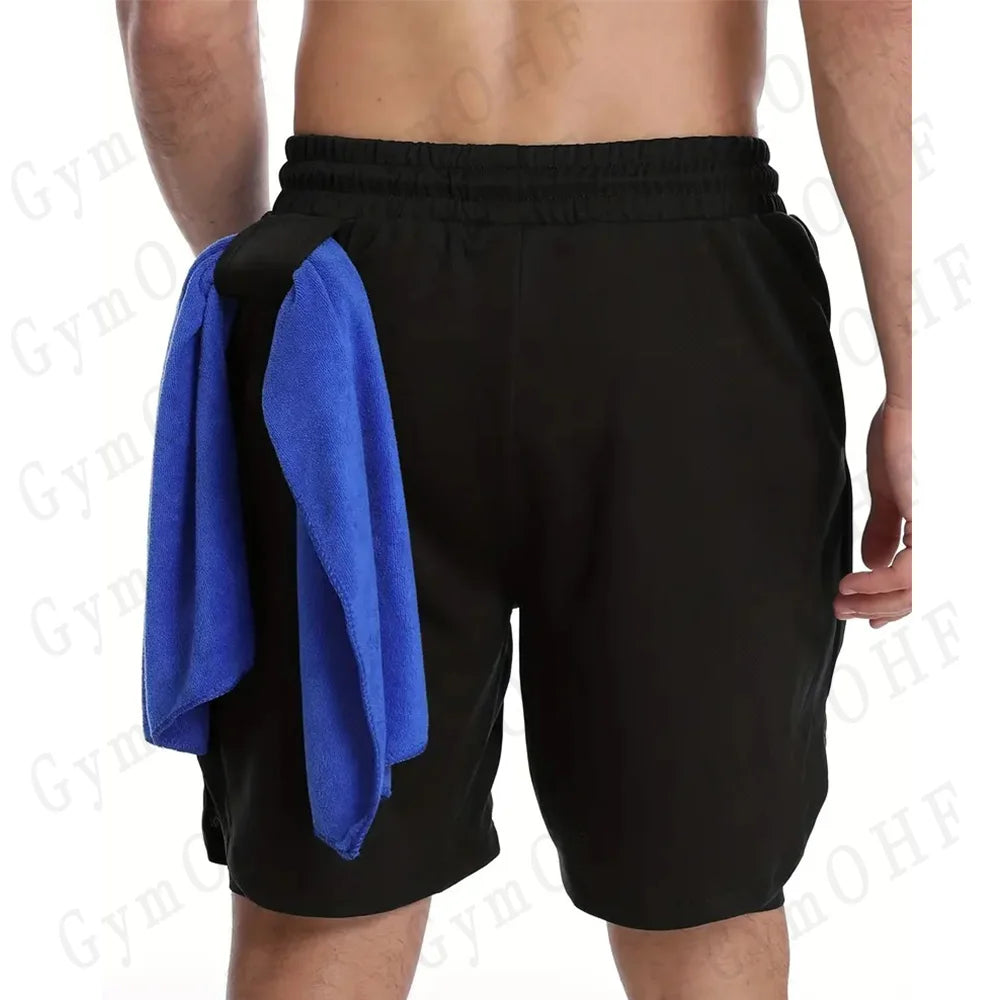 Anime Compression Shorts Men T Shirt Summer Sportswear Gym Jogging Training Workout Male Fitness Sport 2 In 1 Shorts Quick Dry