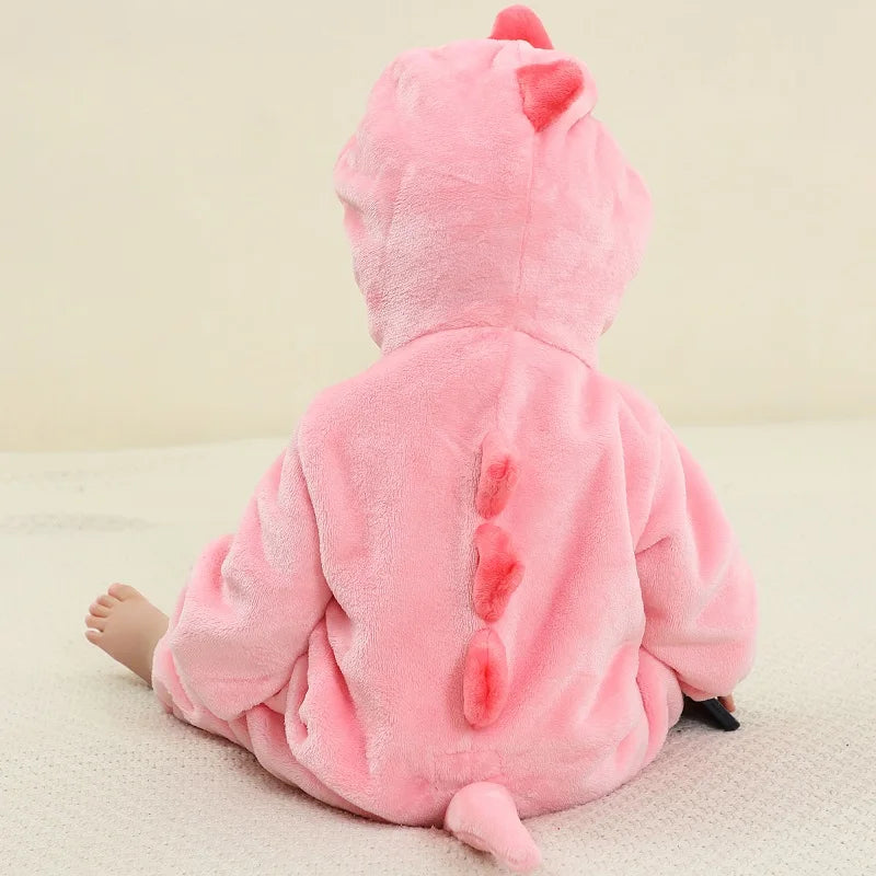 MICHLEY NEW Halloween Blue Dragon Baby Rompers Winter Costume Clothes Cartoon Jumpsuit Bodysuits Overall For Girl Boy Bebe 2-36M