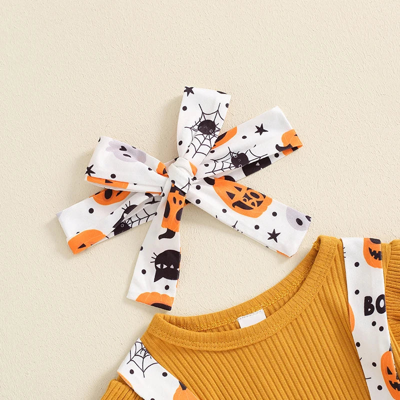 2024-05-23 Lioraitiin Baby Girls Halloween Jumpsuits Pumpkin Print Long Sleeve Romper and Cute Headband Set for Infant Outfits