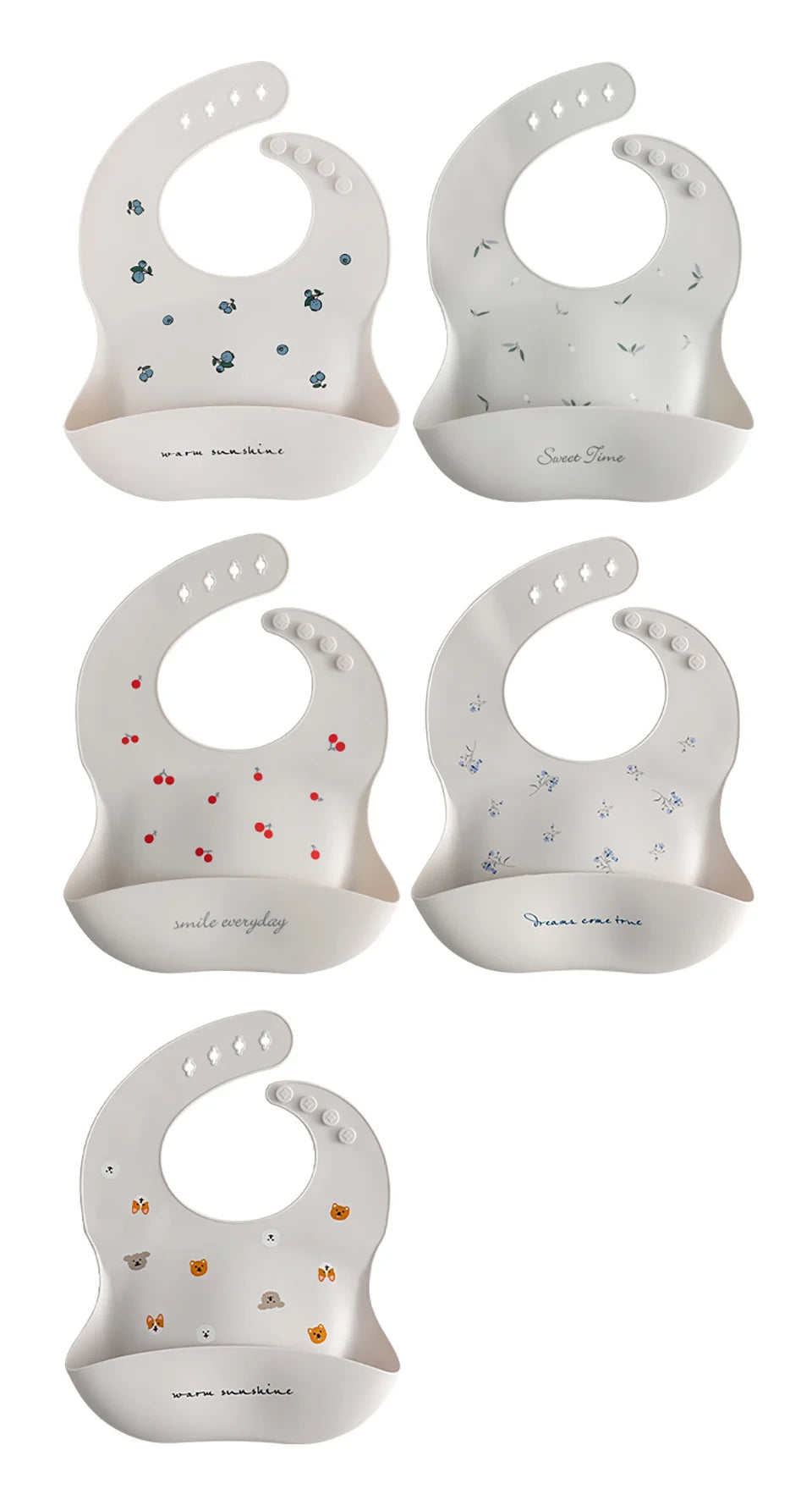 Baby Bib Waterproof Soft Silicone Scarf Summer Cute Cherry Print Adjustable Bibs Burp Cloths Baby Feeding Aprons Kids Eating