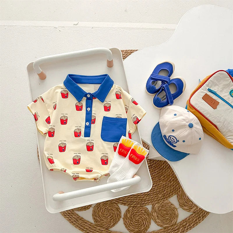 Baby Summer Rompers for Girls Boys Cute Printed Toddler One-Piece Jumpsuit Fashion Korean Infant Overalls Clothing 0-2 Years
