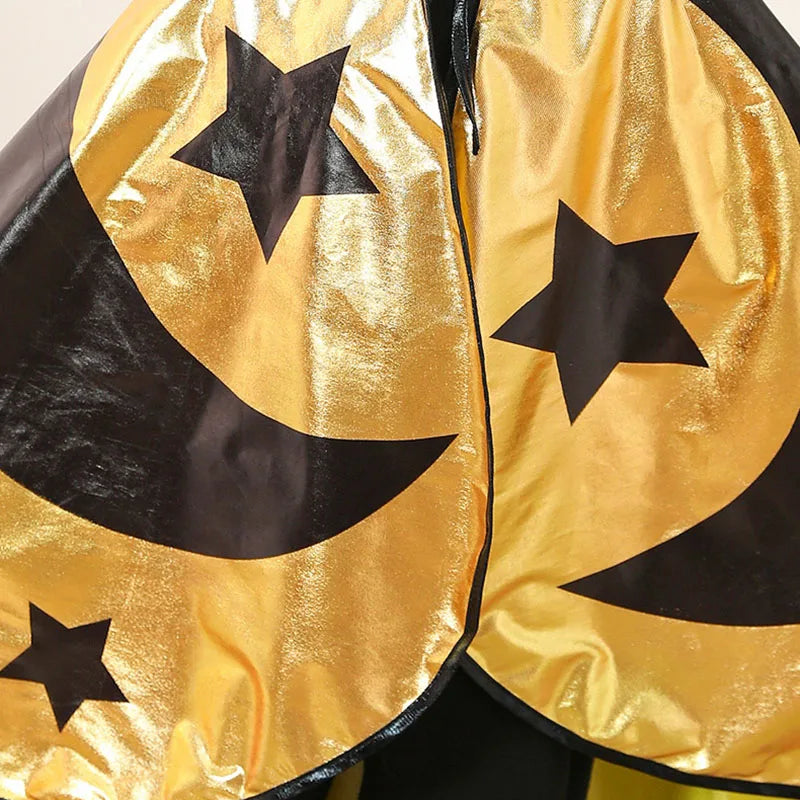Boys Girls Wizard Cape with Hat Halloween Witch Party Costumes for Kids Children Cosplay Cloak Fancy Dress