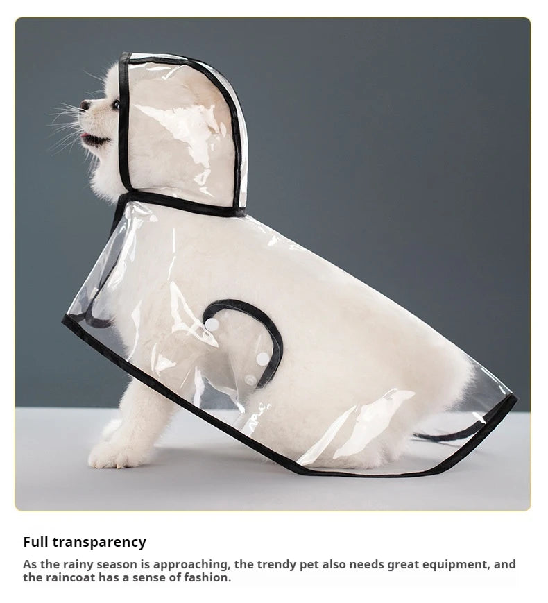 New Raincoat Pet Transparent Outgoing Raincoat Thickened Windproof and Waterproof Large, Medium, and Small Dog Clothes Plastic F
