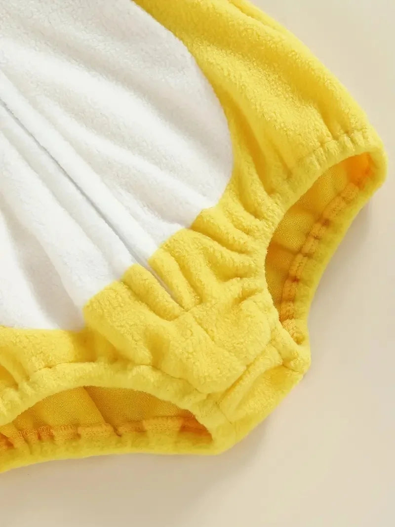 Umorden 0-18M Unisex Baby Yellow Little Chick Costume Hoodie Bodysuit Romper Stocking 2pcs/set Sleeveless Halloween Purim