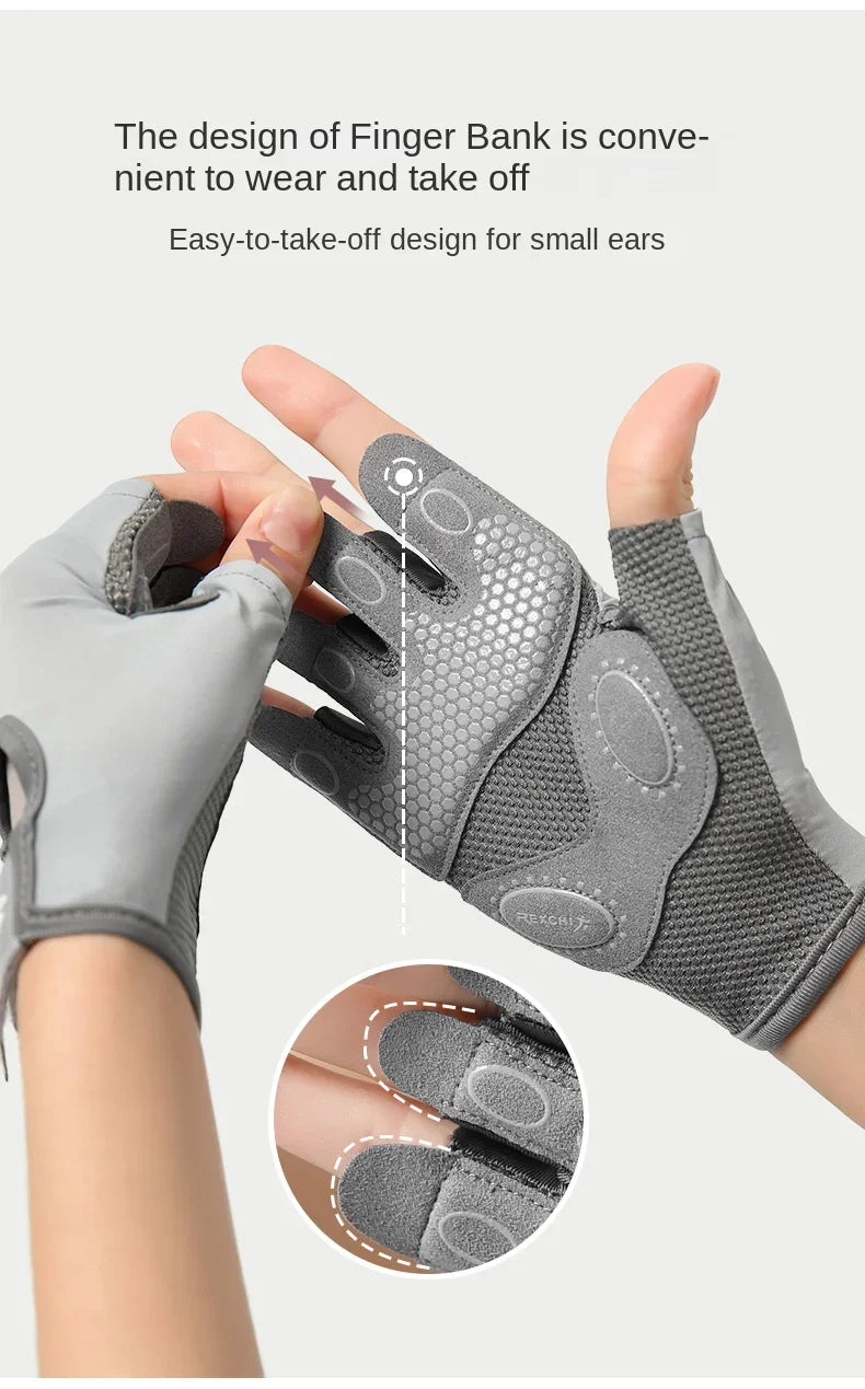 Women's Sports Gloves Fitness Outdoor Sports Anti Slip and Shock-absorbing Half Finger Gloves Durable and Breathable