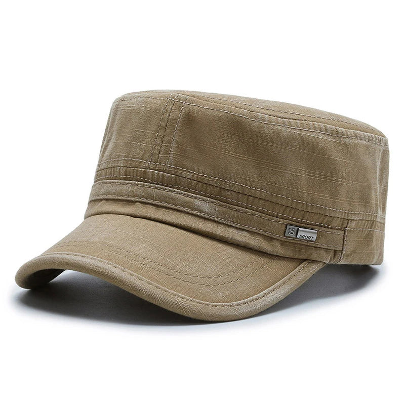 2023 New Men Women Army Hat Washed Cotton Military Hats Cadet Style Cambat Caps Adjustable Flat Top Cap Spring Summer Sun Hat