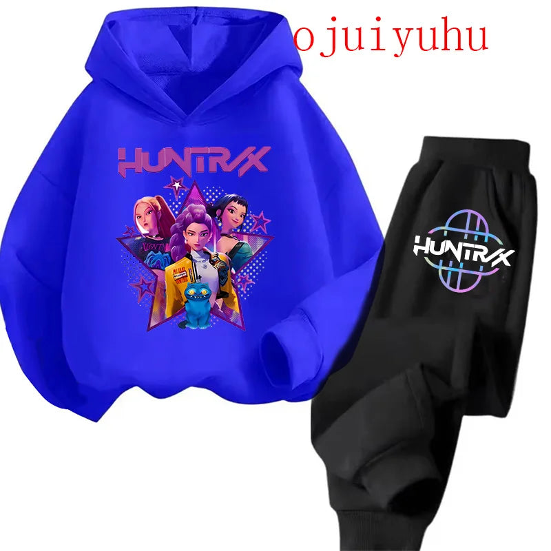 Streetwear 90s Sets Children Hoodies Kpop Demon Hunters Pullover Sweatshirt Anime Trucksuit Cartoon Girls Boy Kids Clothes
