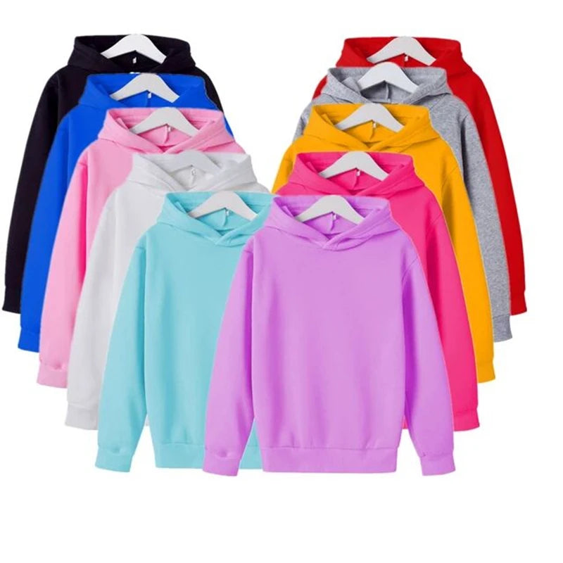 Spring Autumn Children Clothing Solid Color Hoodie Boys Girls Tops Toddler 3-12 Year Sweatshirr Black White Ash Red Blue Coat