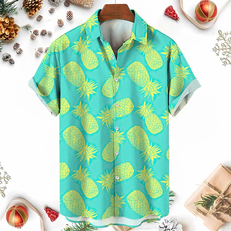 Men's Shirts 3D Fruit Pineapple Printed Shirts For Women New Summer Funny Streetwear Short Shirts Y2k Mens Hawaiian Clothing