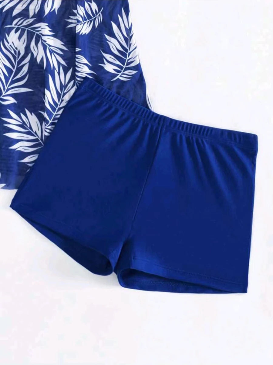 2025 Short Dress Tankini With Shorts Swimsuit Women Swimwear Female Padded Printed Bathing Swim Suit Swimming Beachwear Summer