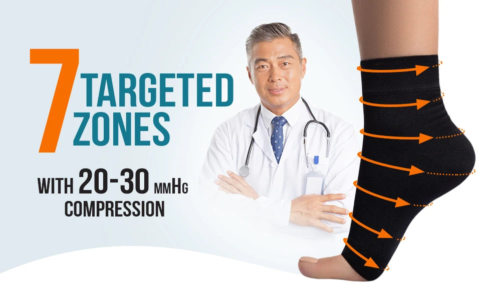 1Pair Nano Socks Neuropathy Socks Compression Sleeve For Ankle Swelling,Plantar Fasciitis,Neuropathy - Nano Brace For Women Men