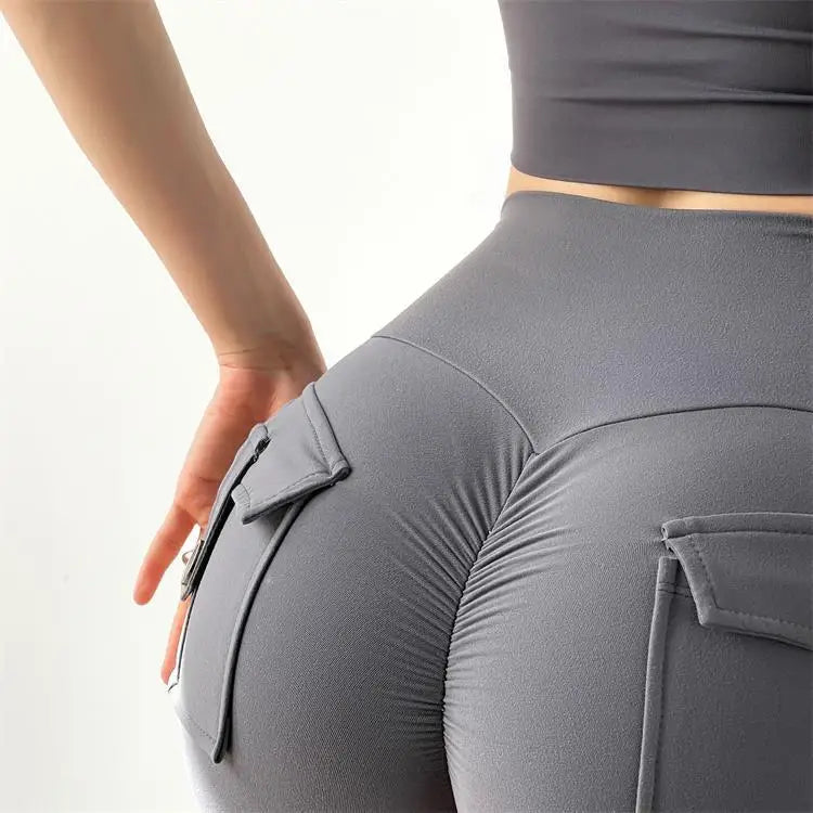 Shorts Women Sport With Pocket Buttocks Fitness Workout High Waist Tights Leggings Push Up Cycling Shorts Scrunch Gym Clothing