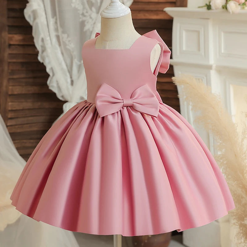 Flower Girl Dresses for Wedding Kids Lace Backless Tulle Tutu Princess Prom Party Clothes Baby 1st Birthday Baptism White Dress