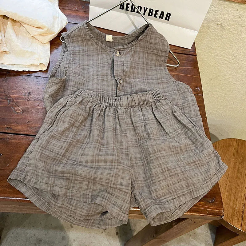 MILANCEL Summer Kids Clothing Set Boys Vest And Shorts 2 Pcs Suit Casual Girls Clothes Set