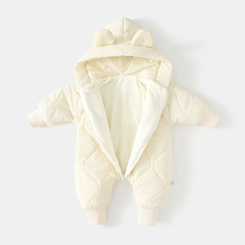  Winter Baby Outwear Clothing Fur Lining Warm Thick Toddler Girl's Boy's Rompers Cartoon Bear Infant Jumpsuit