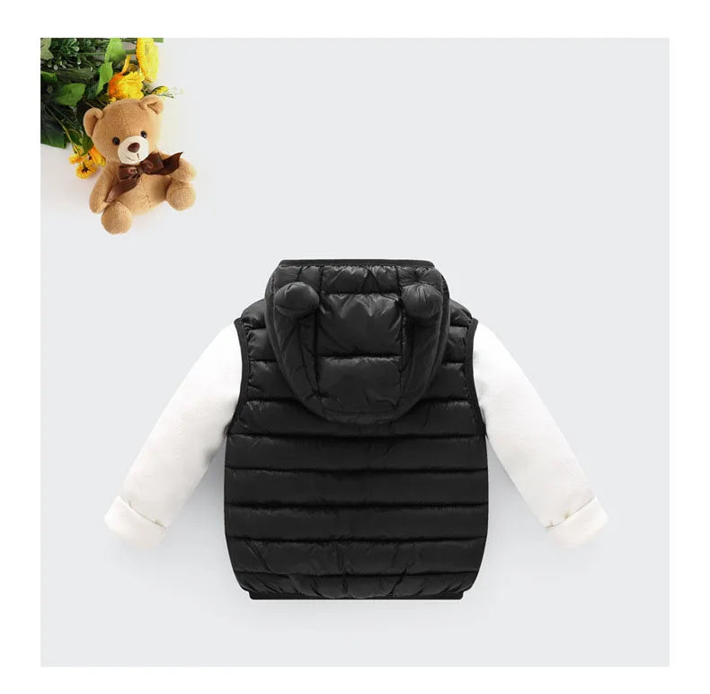 Baby Boys Girl Warm Down Vest Toddler Cotton Waistcoat Children Autumn and Winter Clothes Kids Hooded Jackets 1-6 Years Old