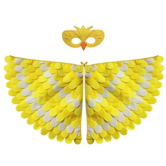 Kids Cosplay Costume Stage Performance Owl Peacock Wings Bird Felt Cape with Mask for Girls Boys Halloween Party Cloak