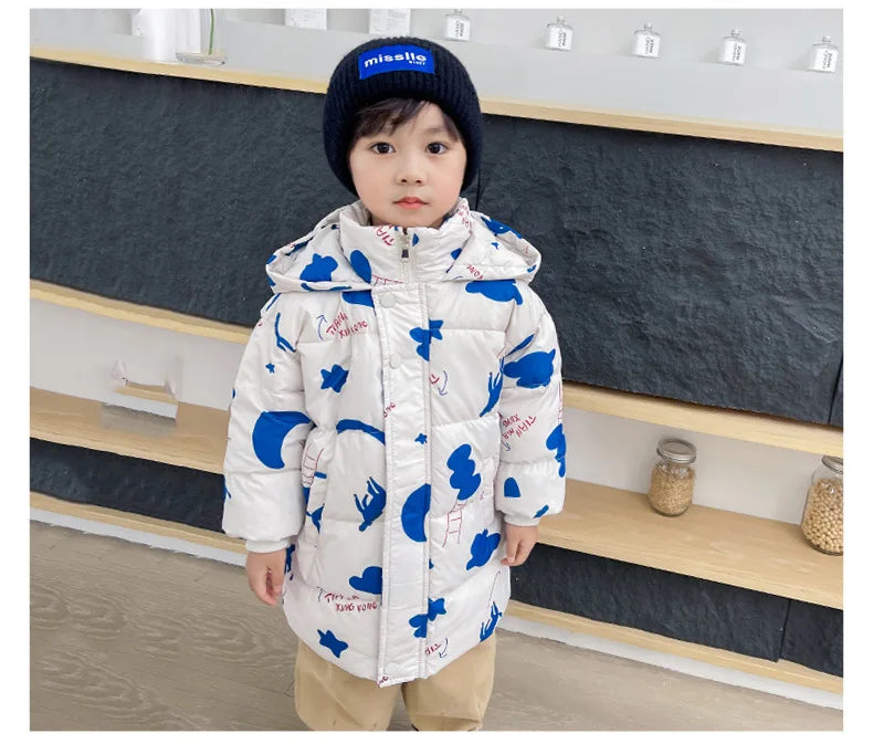 New Girls Boys Down Jacket Winter Coats Children Clothes Hooded Windbreaker Coat For Kids 2-7 Years Cotton Warm Outerwear Kids