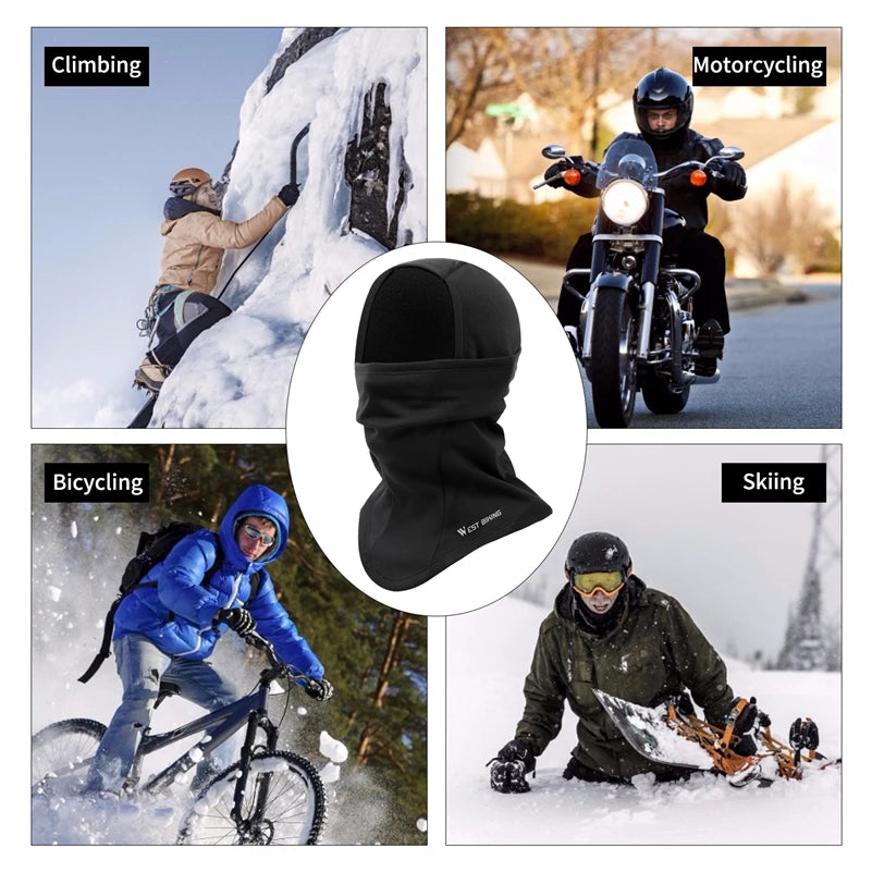 WEST BIKING Winter Cycling Scarf Fleece Keep Warm Balaclava Men Women Bicycle Hat Headwear Ski Helmet Liner Windproof Sport Cap